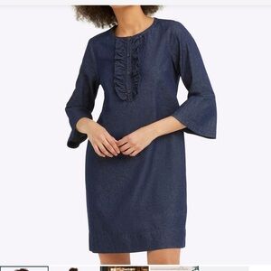 Draper James Chambray Ruffle Shift Denim dress. Size 6.
